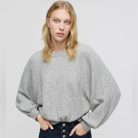 J Crew Crewneck Gathered Sweater In Black Size M - Picture 2 of 14